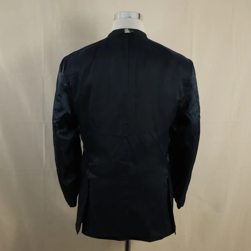 Jos. A. Bank 42R Sport Coat Wool Navy Blue Plaid Two Button Double Vented
